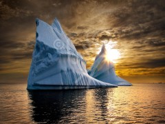 Twillingate, golden sunset iceberg